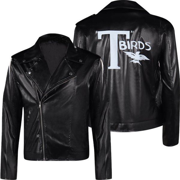 Retro 80S Danny Cosplay Coat Grease Pink Ladies Costume Adult Men Black T-birds Jacket Outfits Halloween Carnival Party Suit
