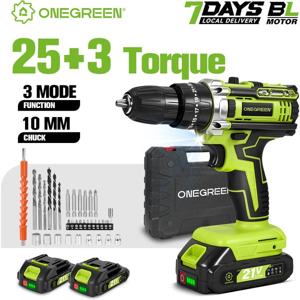 ONEGREEN 25+3 Elektryczna wiertarko-wkrętarka udarowa, akumulatorowa, 3 tryby, przenośna wkrętarka do użytku domowego, narzędzie do akumulatorów Makita 18V