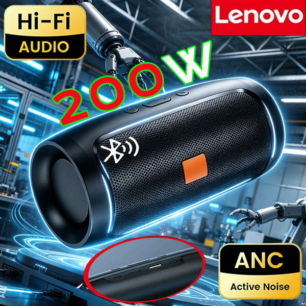 Enceintes sans fil portables Lenovo Bluetooth 5.4, TF, USB, FM, double haut-parleur, lecture stéréo, diffusion vocale, caisson de basses, boîte de son