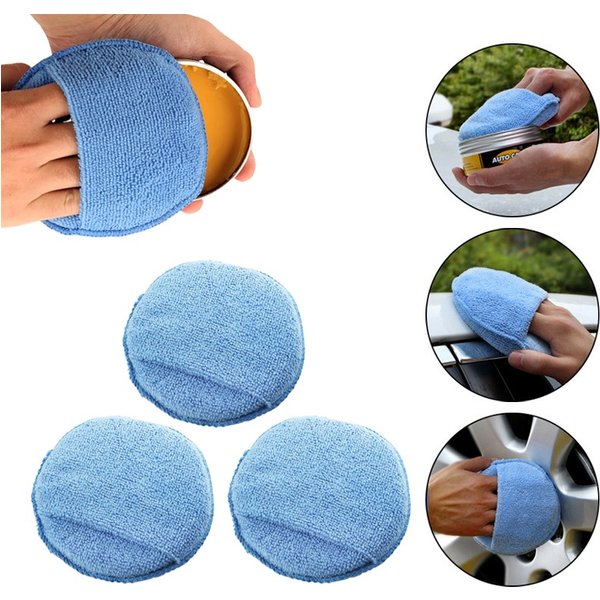 /3pcs 5-Zoll-Runde Auto Wachs politur Schwämme Mikro faser Wachs Applikator Pad mit Finger Tasche Polier pads Auto Reinigungs werkzeuge