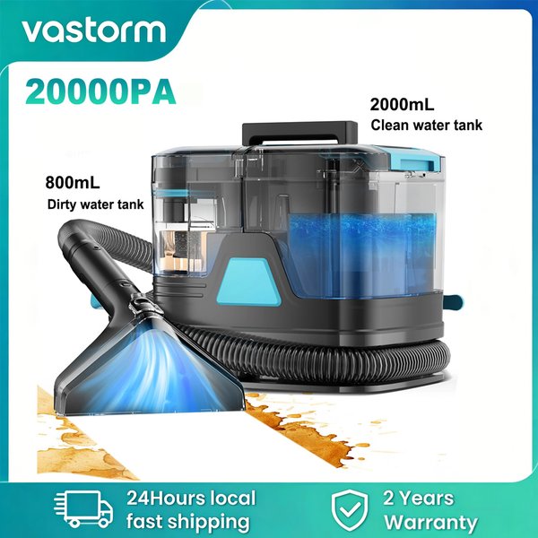 Vastorm C8 20KPa Teppichreiniger Handgerät mit Sprüh- und Saugfunktion Fleckenreiniger Tiefenreinigung Haustierfleckenreiniger mit Doppel-Wassertank