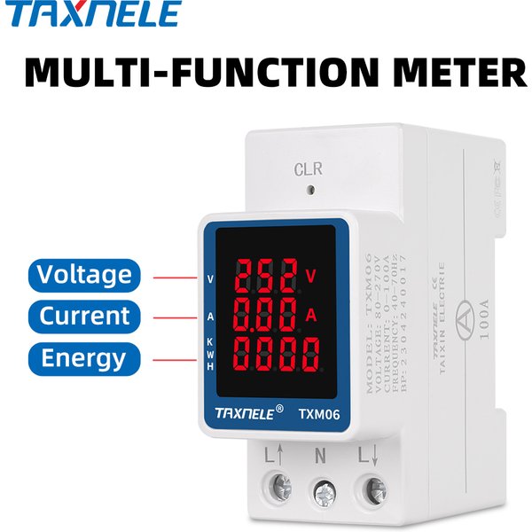 3IN1 AC 110V 220V 100A Voltage Current KWH Electric Energy Monitor Meter 99999.9KWH VOLT AMP Voltmeter Ammeter Din Rail