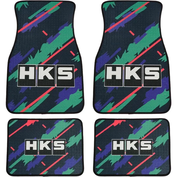 4pcs/set HKS Le Mans Confetti Fabric Mat Plush Rug Carpet Anti-Slip floor mats JDM car mats Pad Protector