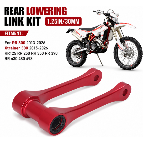 Für Beta RR 300 2015-2024 1,25 Zoll 30 mm Tieferlegungsverbindung, hintere Stoßdämpferverbindung, Schutz aus Aluminium für Beta RR250 RR350 RR390 RR430