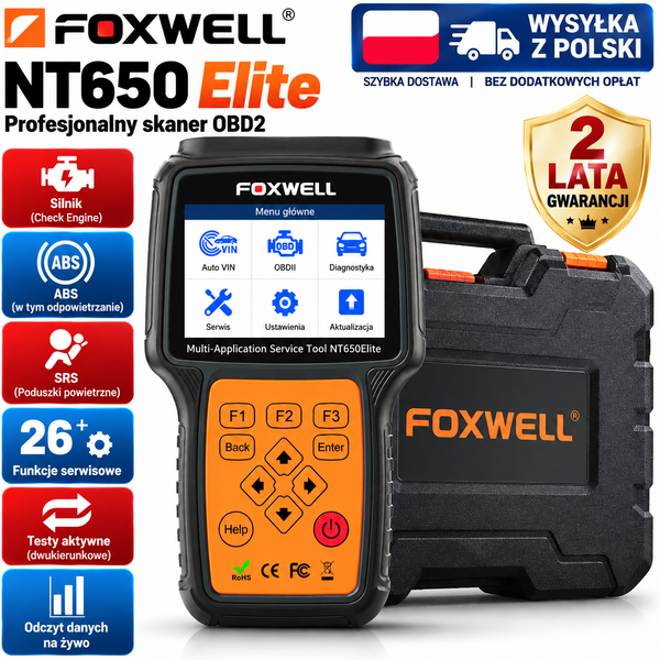 FOXWELL NT650 Elite Kabelloser OBD2-Scanner, ABS- und SRS-Diagnosegerät, bidirektionaler Aktivtest, ABS-Ölentlüftung, EPB- und SAS-Reset, Motorcode-Lesegerät, Kfz-Diagnosegerät