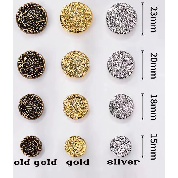 CLYAIYLC 10 Piece Vintage Metal Suit Button Set - Cracked - Suitable for suits, sports jackets, uniforms, jackets