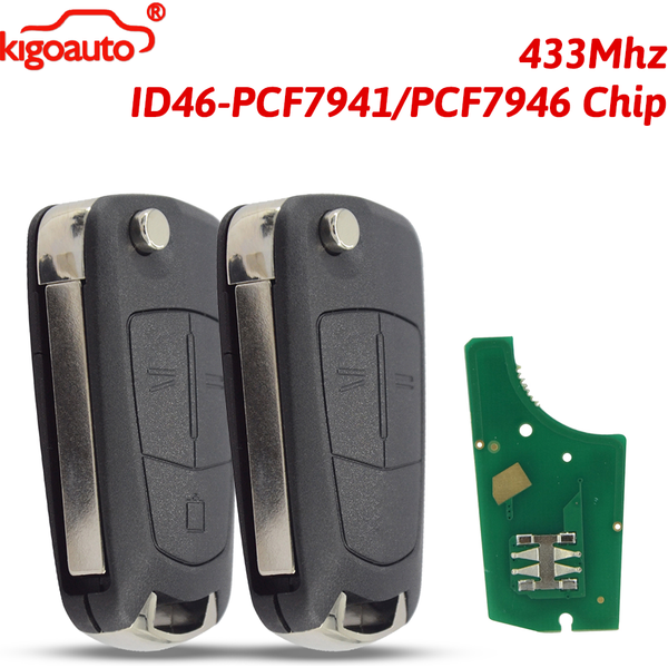 Clé télécommande 2/3 boutons 433 MHz HU100 PCF7941/7946 puce ID46 pour Opel Vauxhall Vectra C Signum Corsa D Meriva 2005-2013