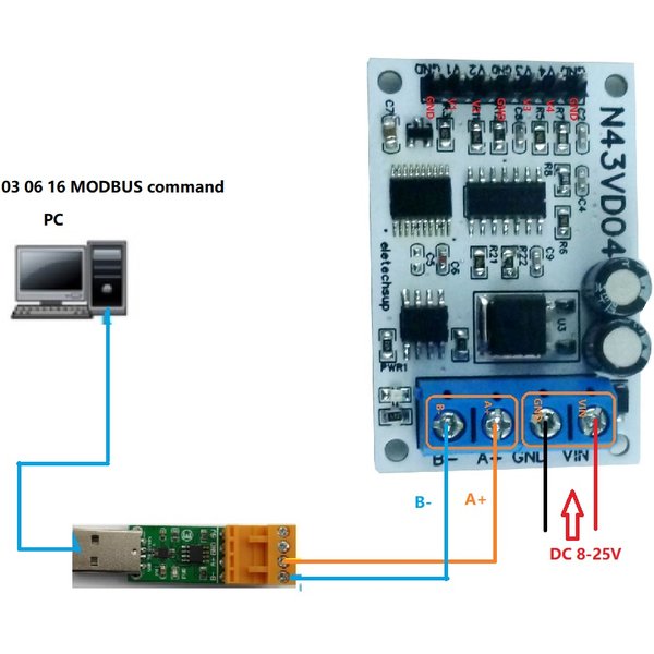 Carte de surveillance analogique Mulhouse PLC, N43IC04, RS485 Modbus RTU, ADC Tech, 4-20MA, 0-5V, 0-10V, 4CH, courant, tension, capteur IoT