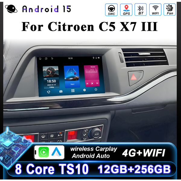 7-calowy odtwarzacz multimedialny do samochodu Citroen C5 X7 III z nawigacją GPS, bez radia stereo 2Din, bezprzewodowy Carplay, WIFI, akcesoria samochodowe 4G