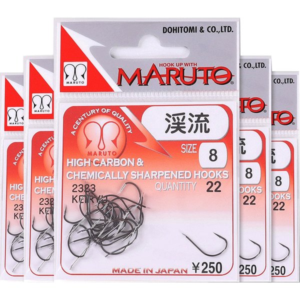 Hameçon Maruto Stream 2323 noir en acier à haute teneur en carbone tranchant 1-10 # Matériel de pêche de qualité japonaise