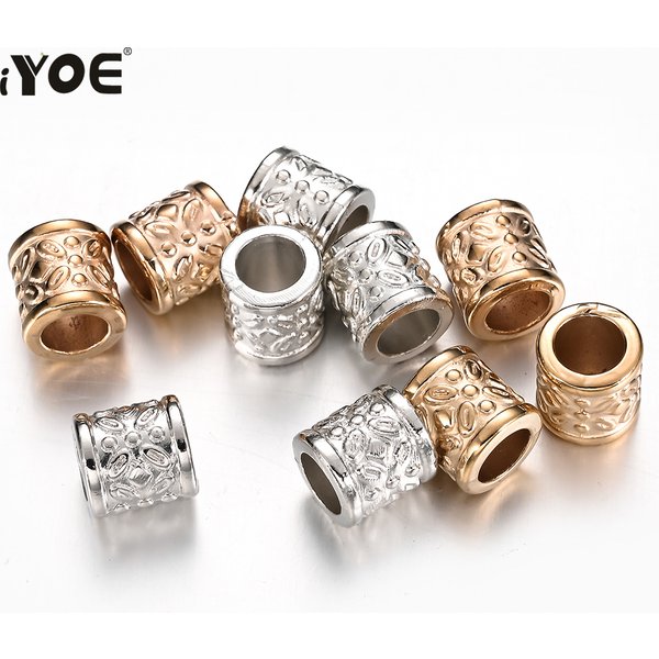iYOE 50pcs Geometric Cylinder Print Plastic CCB Beads Big Hole Spacer Beads For Making Beading Bracelet Jewelry
