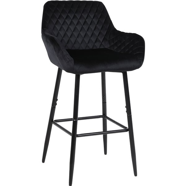 Ralex-chair Ensemble de tabourets de bar 1/2/3/4 places, tissu en velours, dossier et accoudoirs intégrés, tabourets de bar, tabourets hauts, pieds en métal noir, adaptés aux bars, comptoirs, cuisines