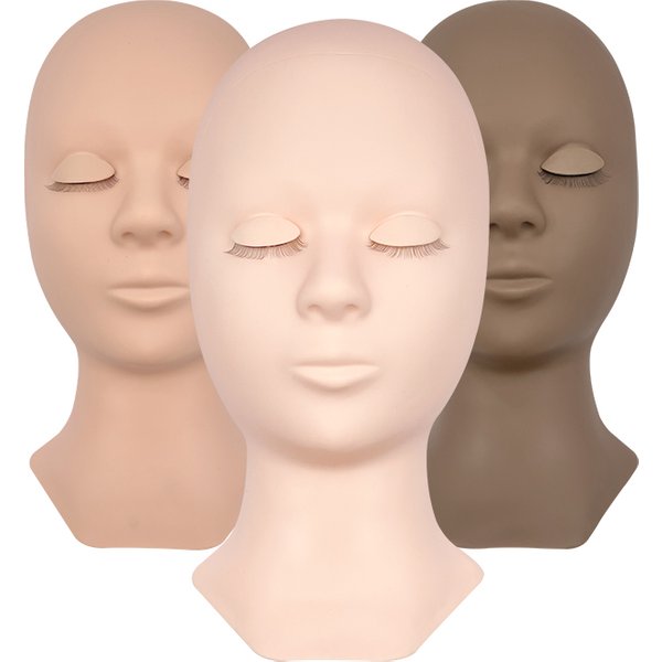Eyelash Extension Training Practice Head Flat Soft Realistic Mannequin Model Head With Layered Lashes