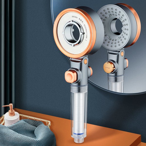 Pommeau de douche double face unique pour salle de bain, 3 types de jets, filtre économiseur d'eau, pluie ronde, buse réglable, pulvérisateur amplificateur