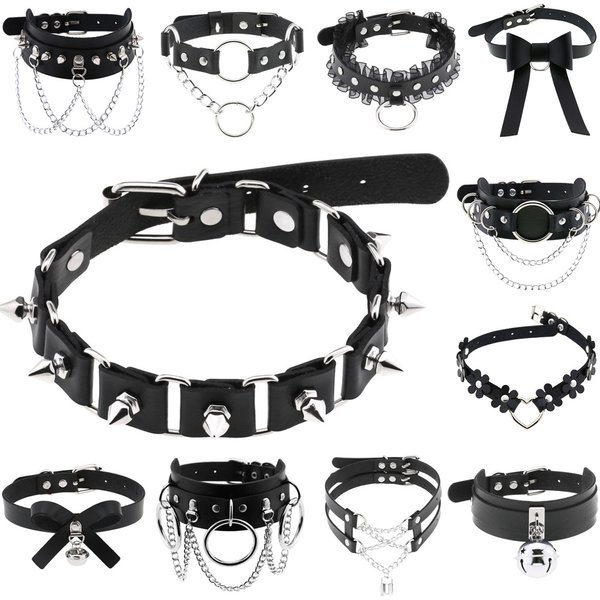 DIEZI Vintage doux Cool Hip Hop Rivet collier ras du cou Harajuku gothique Club noir PU cuir collier couples collier bijoux