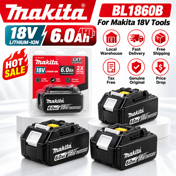 Batterie rechargeable Makita BL1860B 6000mAh 18V pour outils électriques BL1830B BL1850B LXT400, batterie de remplacement pour outils électriques Makita BL1860B 6Ah 18V compatible avec LXT400