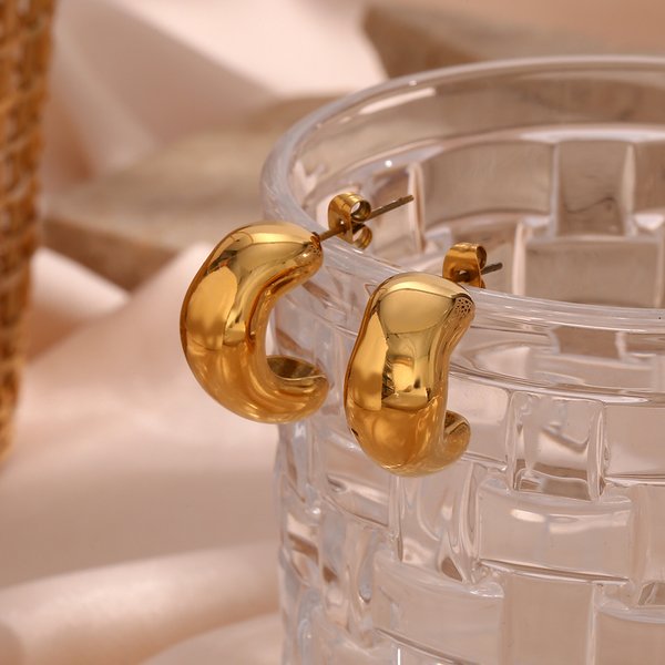 E.B.belle Neue Unregelmäßige 18K Gold Überzogene Edelstahl Ohrstecker Für Frau E B belle Offizieller Shop Edelstahl Schmuck