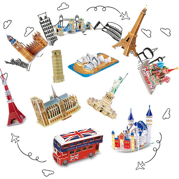 40 Style World Famous Architecture Building 3D Puzzle Model Construction Jigsaw Puzzles Toys For Kids Christmas Gift