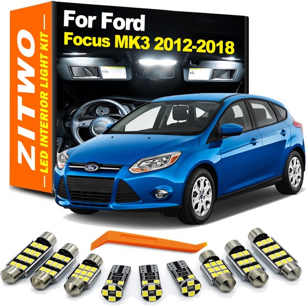 ZITWO 8Pcs For Ford Focus 3 MK3 ST 2012 2013 2014 2015 2016 2017 2018 LED Bulb Dome Map Interior Trunk Reading Light Kit Canbus