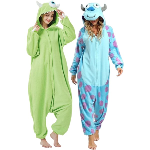 Polar Fleece Sullivan Mike Wazowski Monster Kigurumi Adults Cartoon Onesie Pyjama Costumes For Halloween Carnival Cosplay Party