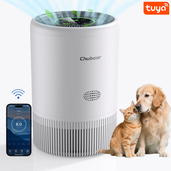Luftreiniger - H13 HEPA-Filter, PM2,5-Erkennung, entfernt Staub, Rauch, Tierhaare und Gerüche, superleise mit 23 dB, CADR 185 m³/h, geeignet für 40-50㎡ Zimmer, ideal für Zuhause, Schlafzimmer und Büro