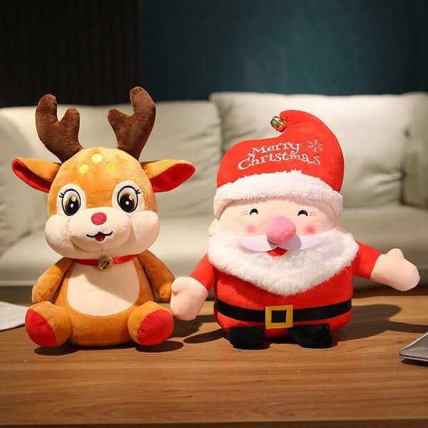 Poupée série de noël mignonne de 20CM, jouet en peluche d'élan du père noël, bonhomme de neige doux, cerf, jouets pour enfants filles, cadeau de noël, accessoires de décoration