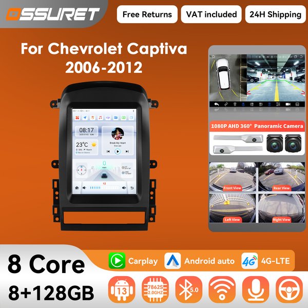 9.7-calowy bezprzewodowy Carplay Android 14 Radio samochodowe do Chevrolet Captiva Sport 2006-2012 odtwarzacz multimedialny Autoradio Kamera 360 Ekran BT