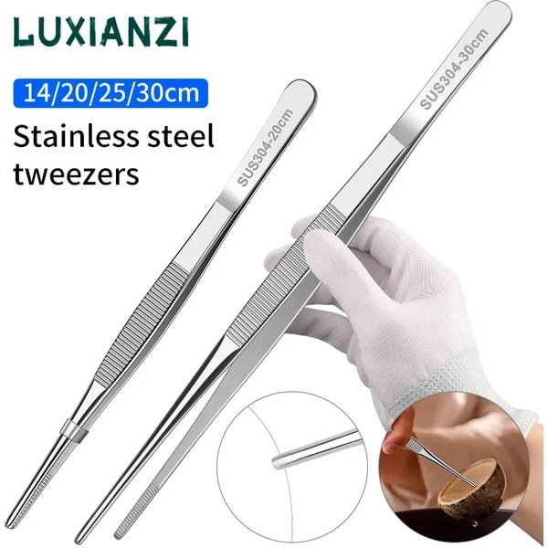 LUXIANZI Edelstahl-Pinzette, hochwertige 304 lange Zange, gerade Pinzette für die Reparatur elektronischer Komponenten zu Hause, Handwerkzeuge