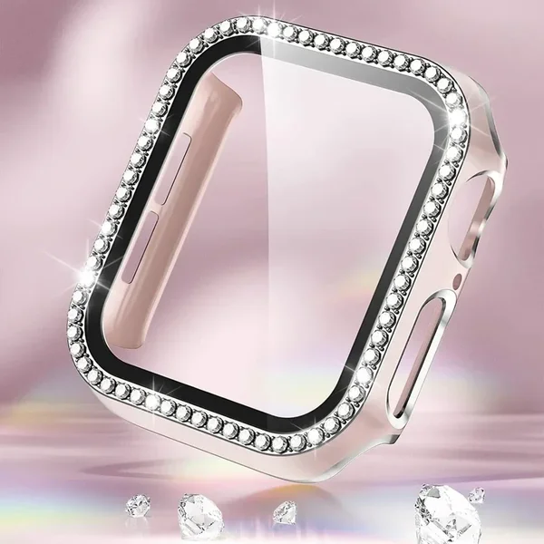 Abdeckung pour Apple Uhrengehäuse 44mm 45mm 41mm 40mm 38 42mm bling Diamant Stoßstange Displays chutz glas iwatch Serie 9 8 7 5 6 4 se