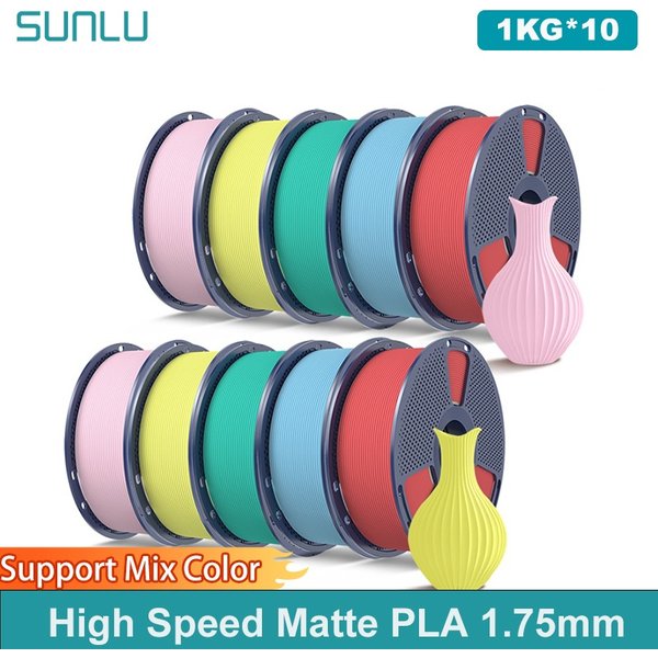 SUNLU 10KG (PLA Classic) Hochgeschwindigkeits-Matt-PLA-Filament 1,75mm 1kg Spule (2,2lbs) Hochgeschwindigkeits-Druckfilament Passend für die Meisten FDM-Drucker