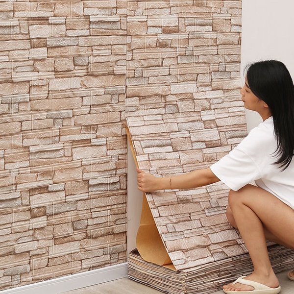 Papier peint imperméable à motif de brique 3D, panneaux muraux, bricolage, salon, chambre à coucher, fond de cuisine, décoration murale, 70cm x 1m