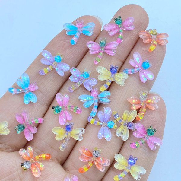 50pcs Resin Cute Colorful Dragonfly Gem Flatback Rhinestone Cartoon Small Dragonfly DIY Wedding Scrapbook for Nails Craft
