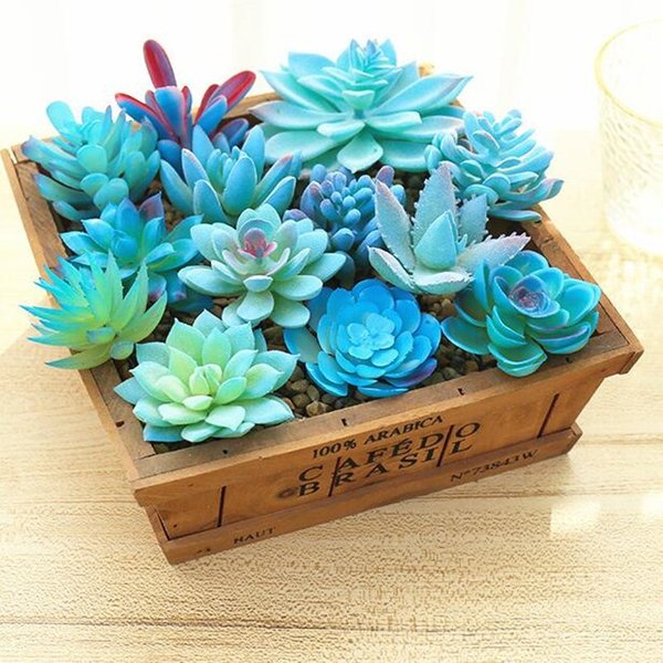 Blau Künstliche Sukkulenten Pflanzen für Haus Garten Dekoration Hochzeit Pflanzen Wand Blume Anordnung Bonsai Gefälschte Pflanzen 20 teil/los