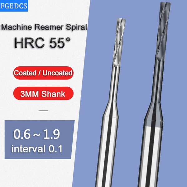 Alésoir en carbure de 0.6mm à 1.9mm, flûte en spirale, tolérance de haute précision, mandrin, coupe-métal CNC 1.2 0.7 0.8 1.5 3MM, tige
