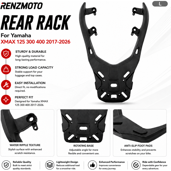 Support de Top Case pour Moto YAMAHA XMAX 125 300 400 2017-2026, Porte-Bagages Arrière, Support de Boîte à Bagages, Étagère de Rangement