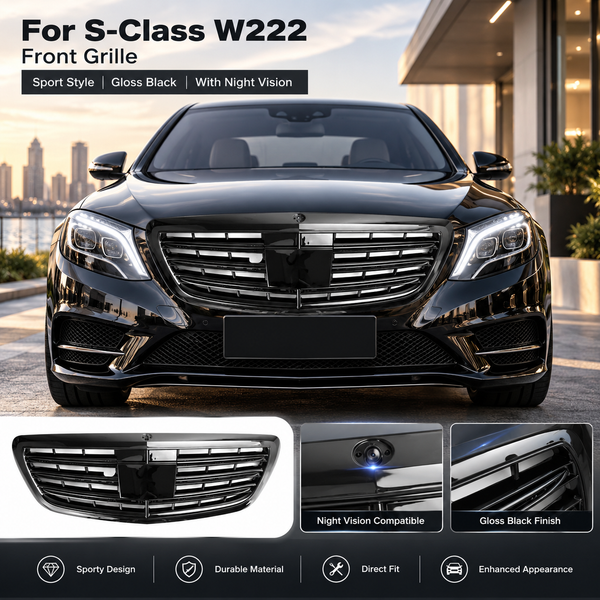 Neuer Frontgrill mit Nachtsichtfunktion, glänzend schwarz, für Mercedes S-Klasse W222
