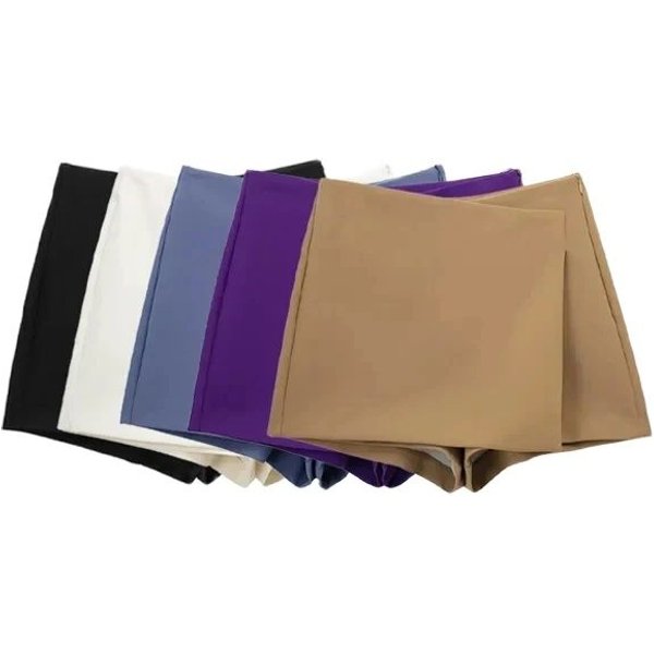 Frauen Mode Pareo Stil Asymmetrische Shorts Röcke Vintage Hohe Taille Seite Zipper Weibliche Skort Mujer