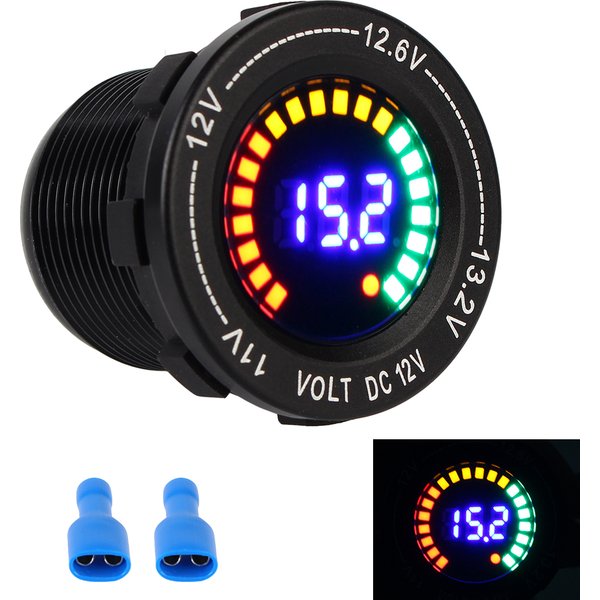 Alliage d'aluminium pour moto voiture pièces d'auto affichage numérique DC 12V écran coloré LED voltmètre