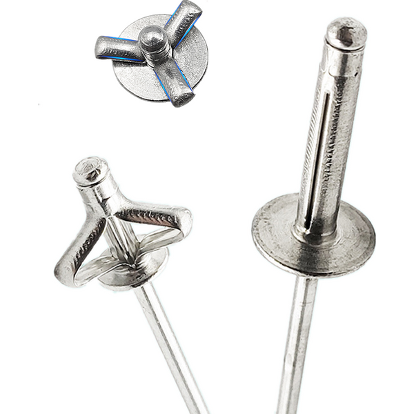 Rivet aveugle pliant Pop argenté, en alliage d'aluminium, boulon de 3.2mm, 4.0mm, 4.8mm, tige en acier, mandrin, attaches de Rivets d'échappement, 50 pièces