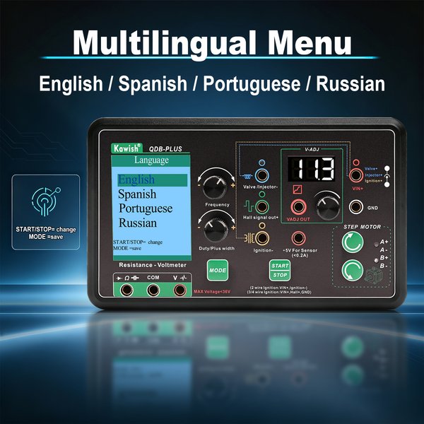 QDB-PLUS Mutilingual Auto Diagnostic Tool with Oscilloscope PWM Generator Multimeter for Stepper Motor Solenoid Valve Tester