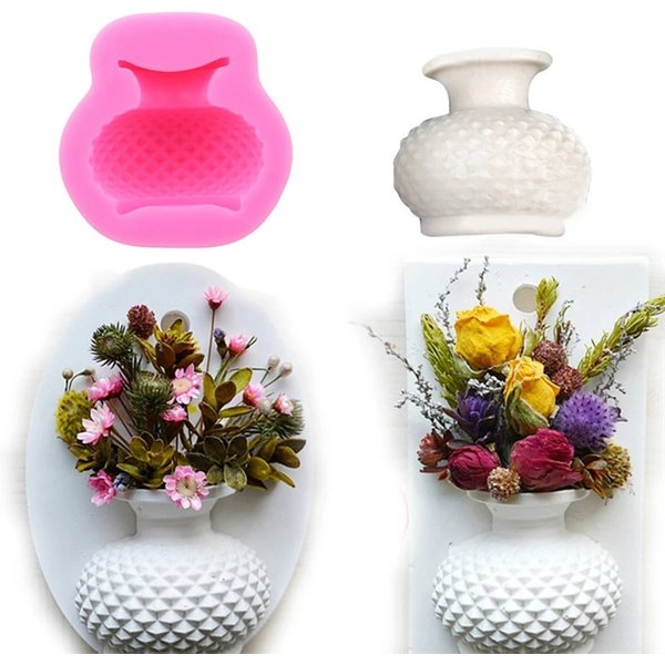 Moule 3D en Silicone en forme de Vase à fleurs, pour Fondant, décoration de gâteaux, pâte à chocolat, savon
