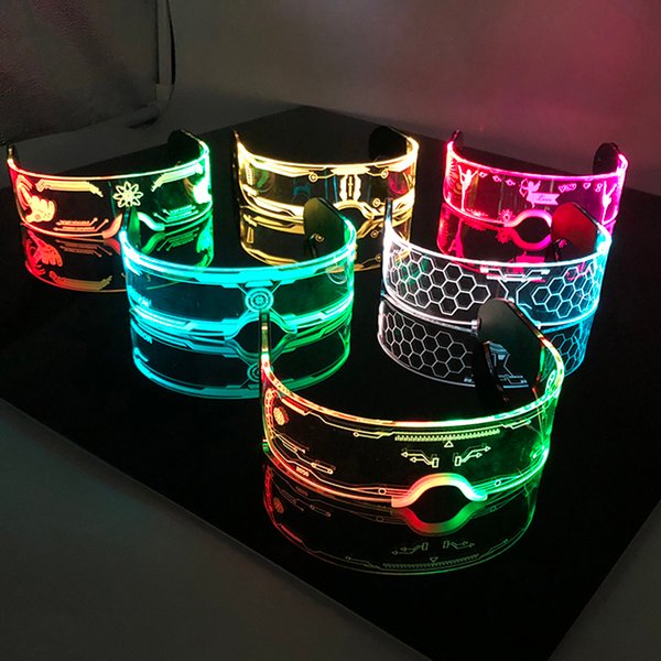Lunettes décoratives lumineuses à la mode, décoration néon, lunettes de soleil LED pour boîte de nuit, DJ, musique de danse, costume de rave, soirée