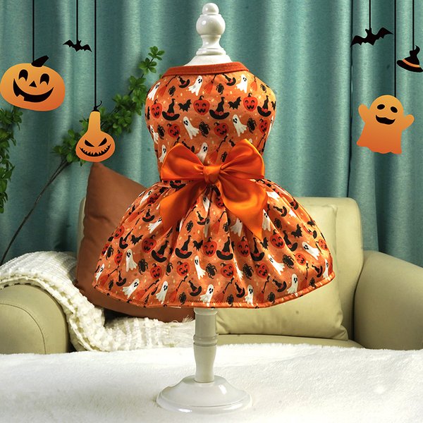 Vêtements d'Halloween en Forme de Citrouille pour Chihuahua, Robe Perforée Amusante, Costume pour Animaux de Compagnie, Fournitures pour Petits Chiens