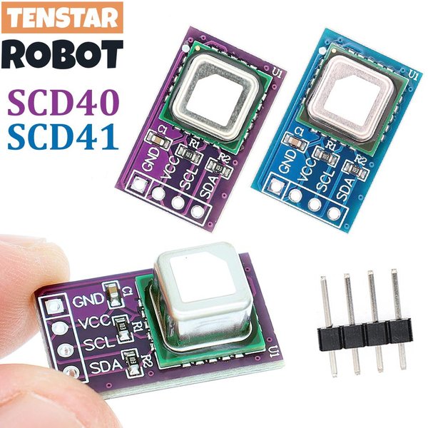 TENSTAR SCD40 SCD41 Gassensormodul 2,4–5,5 V erkennt CO2-Kohlendioxid-Temperatur- und Feuchtigkeitssensor I2C-Kommunikation