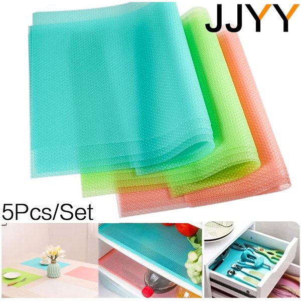 5Pcs/Set New Refrigerator Waterproof Pad Antibacterial Antifouling Mildew Moisture Can Be Cut Washed Pad Fridge Mats Cabinet Mat