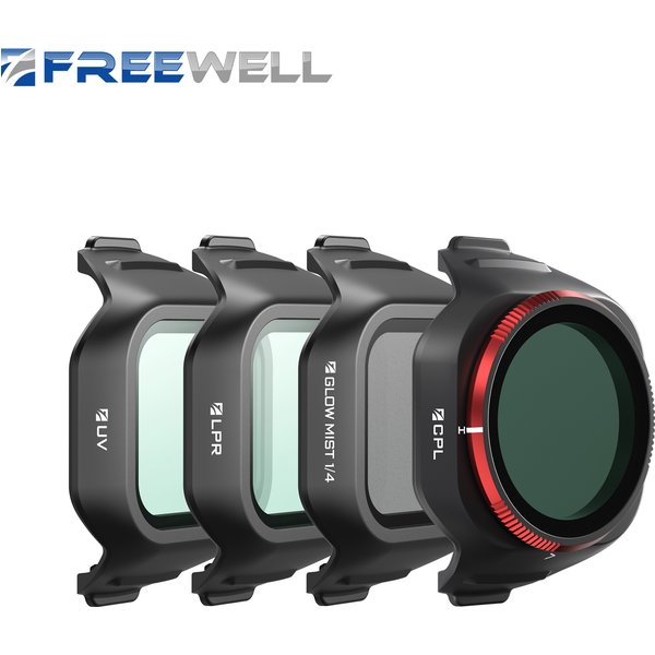 Freewell Everyday 4er-Pack Filter für DJI Mini 5 Pro, inklusive UV-, CPL-, LPR- und Glow Mist 1/4 Drohnenfilterzubehör