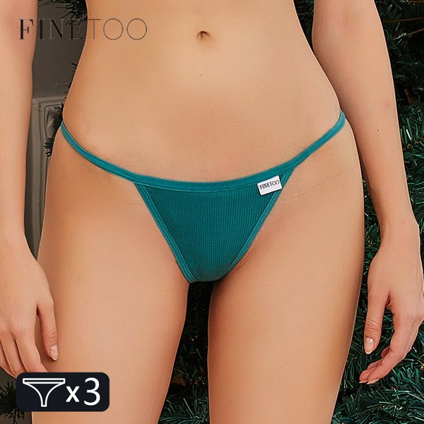 FINETOO Baumwolle Tangas Frauen 3 Teile/satz Sexy Low-Rise T-Back Unterwäsche M-XL Feamle G-string Höschen Bequeme Dessous 10 farben