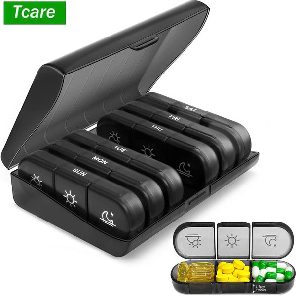 1 Set Pillendose 7-Tage-Organizer 21 Fächer 3-mal täglich Tragbar für Reisen mit Großen Fächern für Vitamine, Medikamente, Fischöle