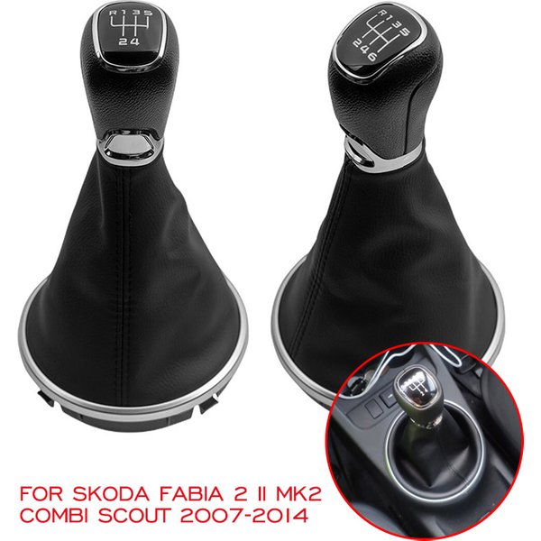 Pommeau de levier de vitesse pour Skoda, couvercle de coffre de manette de vitesse, Skoda Fabia 2 II MK2 Coats i Scout 2007 2008 2009 2010 2011 2012 2013 2014 5/6