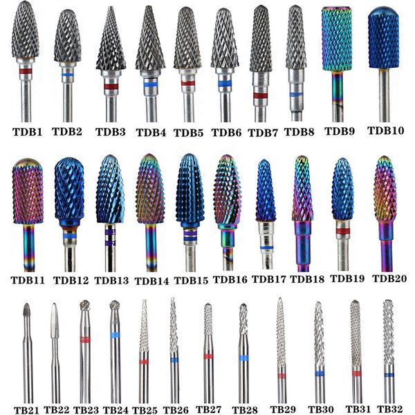 1PCS Tungsten Carbide Nail Drill Bits Milling Cutter For Manicure Burr Remove Skin Rotary Gel Electric Manicure Art Drill Bit